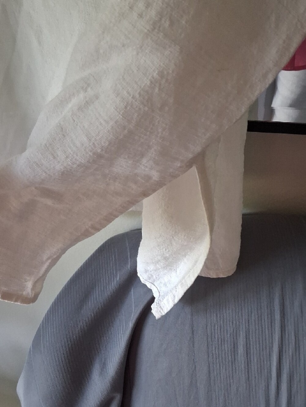 Eileen Fisher Ivory Linen V-Neck Tunic Top - Picture 3 of 8